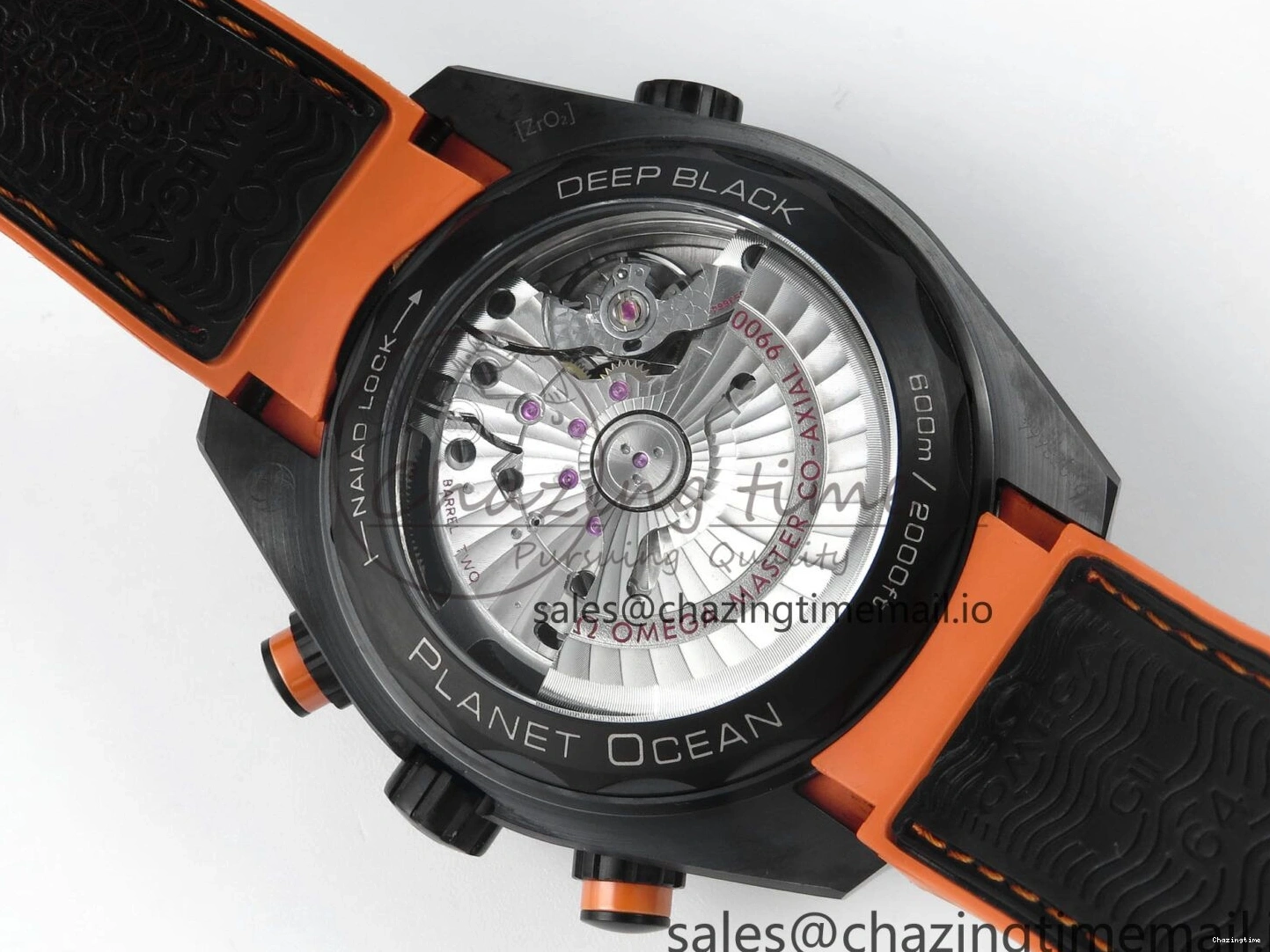 0210 Attractive Planet Ocean Master Chronometer 600M 45.5mm SCF 1:1 Best Edition Black Orange Bezel Black Dial on Black Rubber Strap A9900 Super Clone 7668